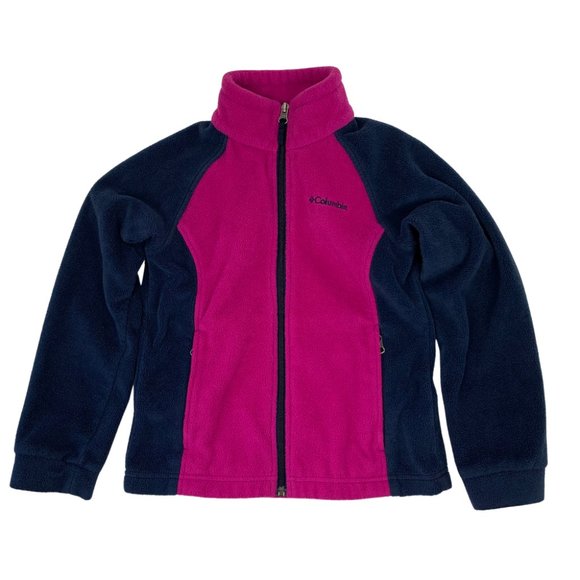 Columbia Girls Benton Springs Fleece Jacket Colorblock Blue Purple Size Small - Picture 1 of 9